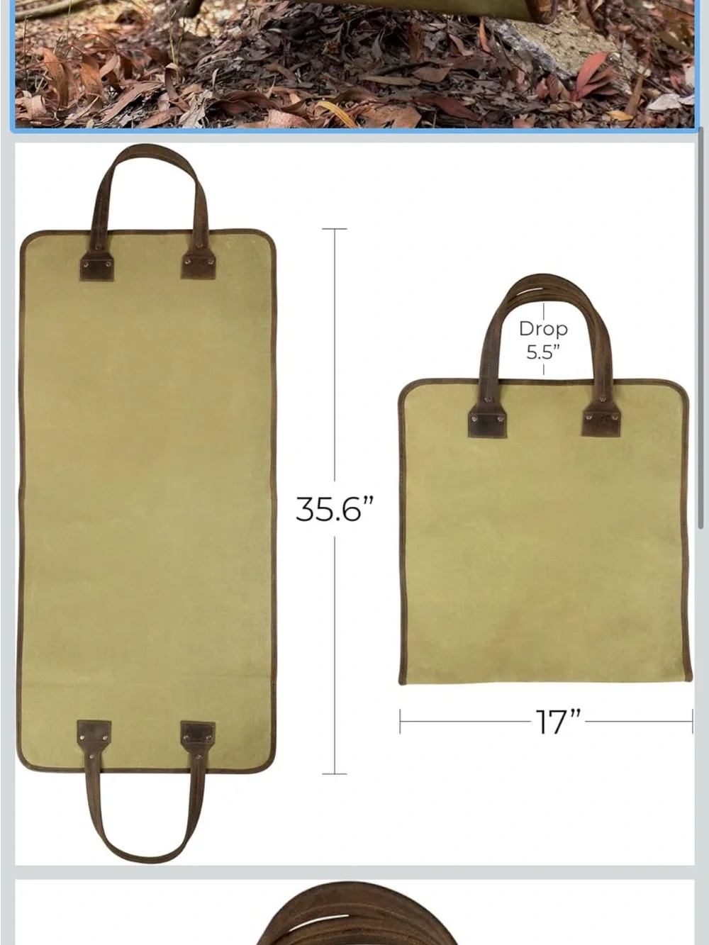 Hide & Drink Green Canvas Log Carrying Sling Bag